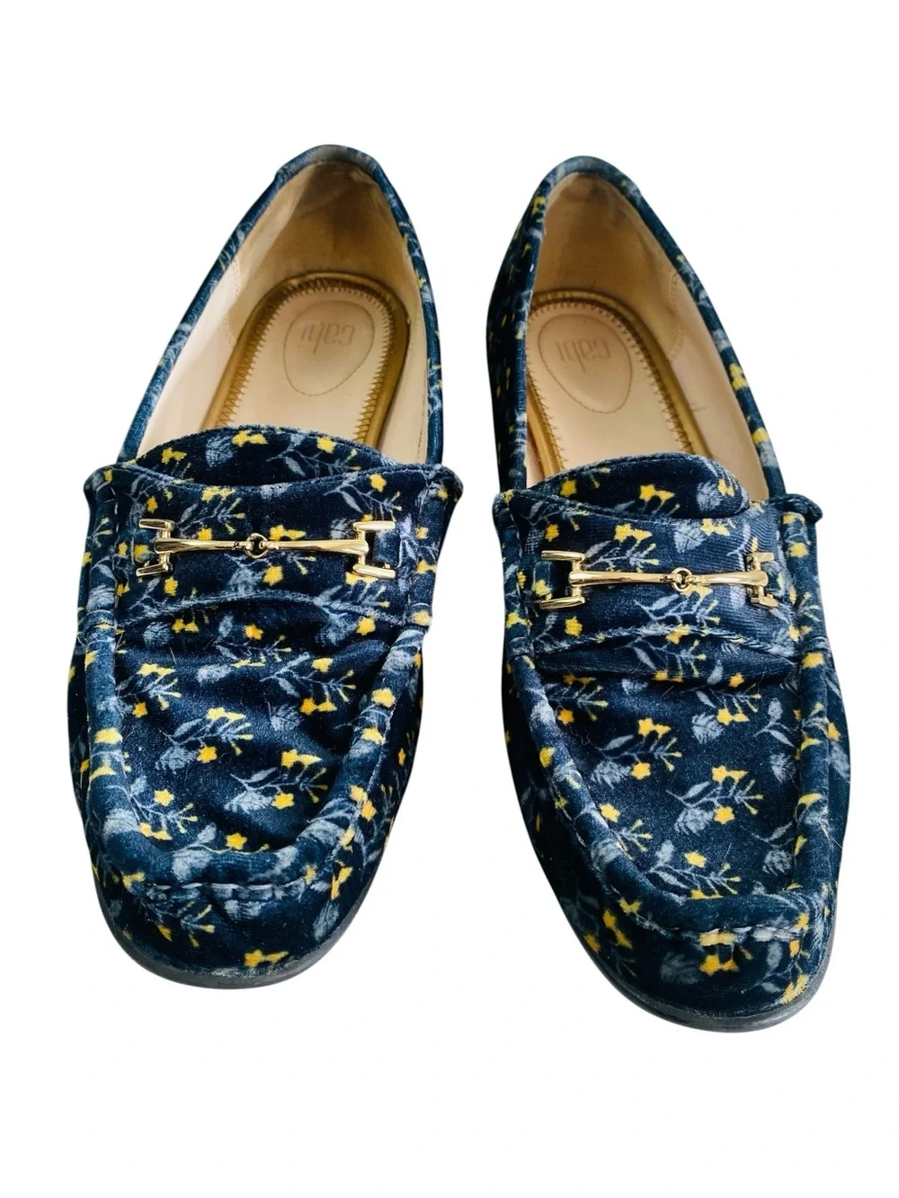 CAbi Carnaby Velvet Navy Floral Loafers Size 9